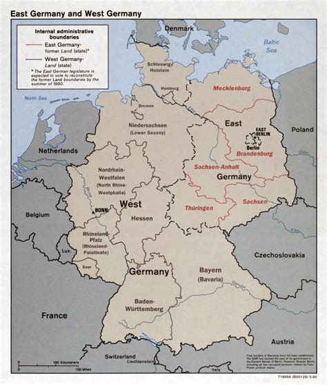 Map of West and East Germany
